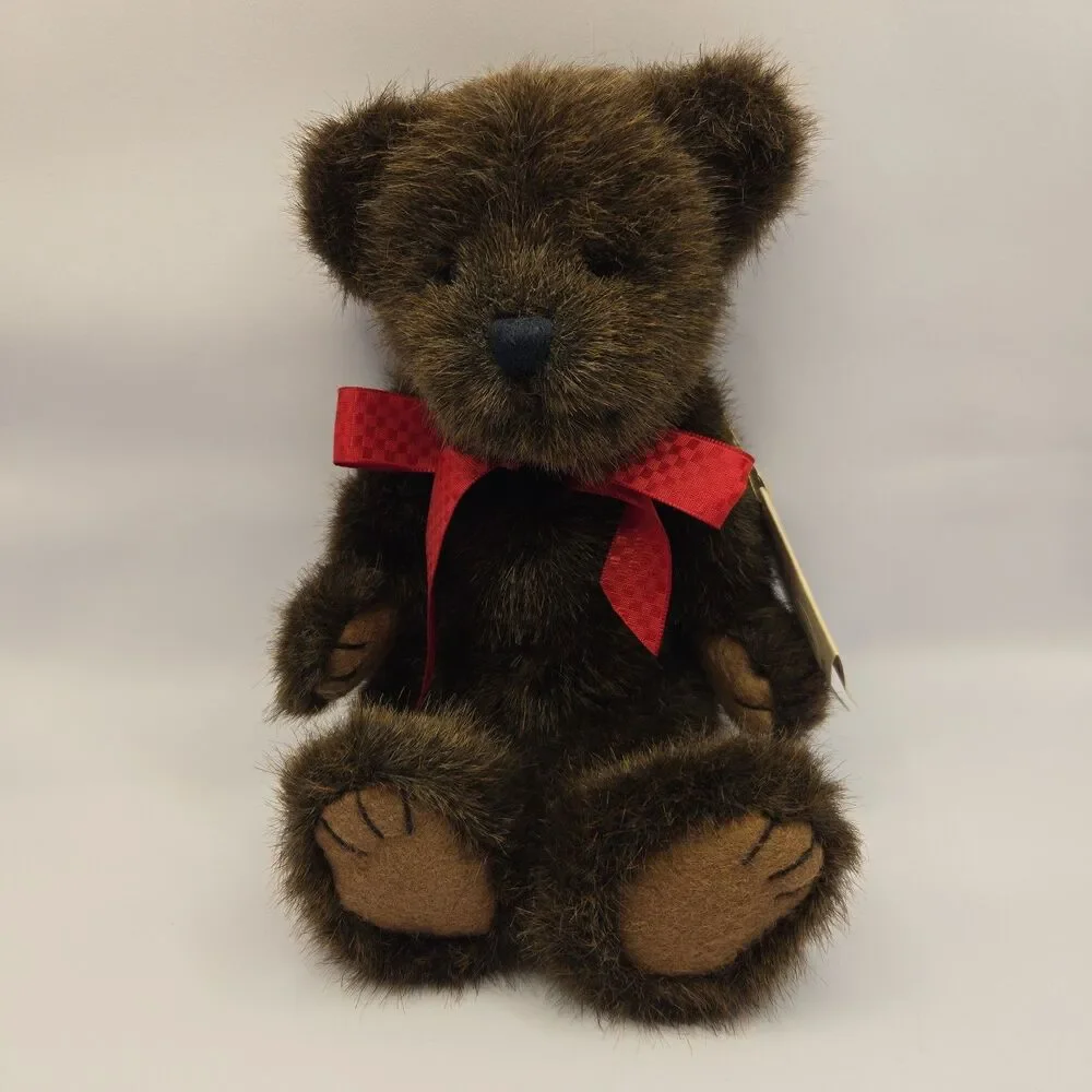 VTG Boyds Bears Timothy T. Beansley Plush Teddy Bear w Tags Brown Fur Red Ribbon